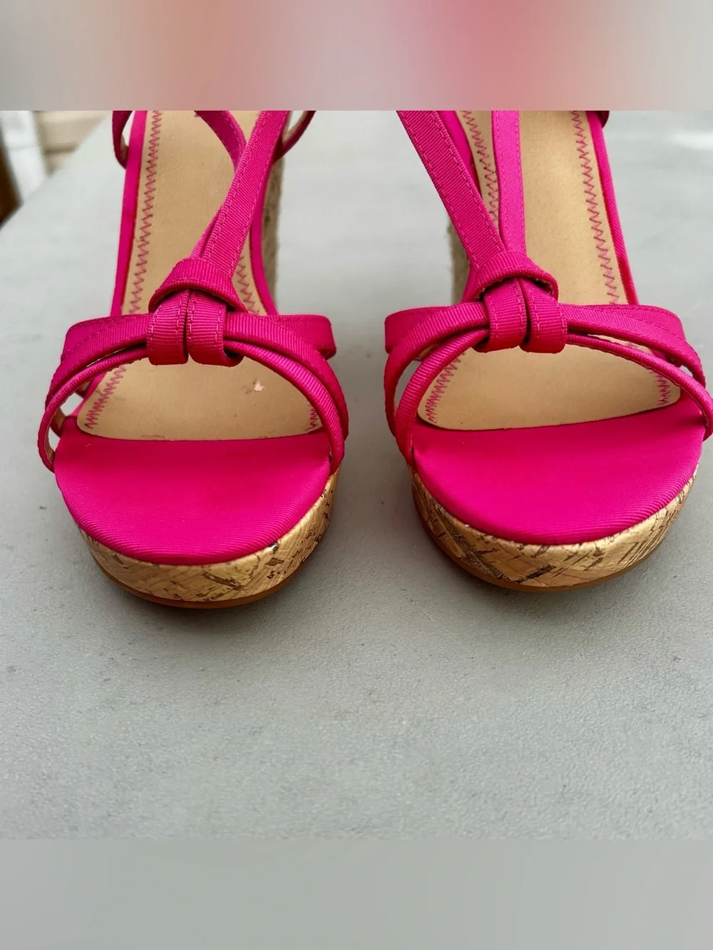 BP Hot Pink Cork Platform Wedges Stella Sz.7.5